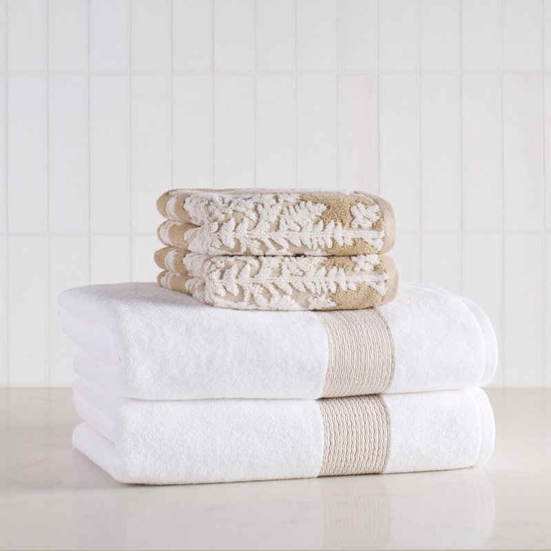 Better Homes & Gardens Almond Biscuit Cotton Textured 4-Piece Bath Towel Set