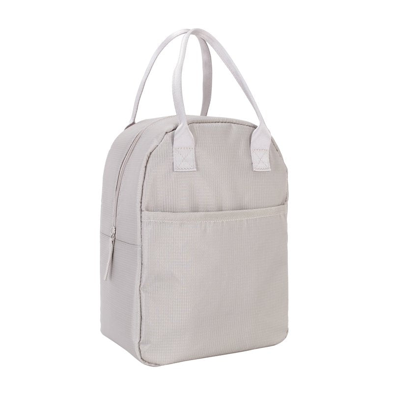 Reusable Polyester Lunch Bag - Washed Stone, Zippered Compartment
