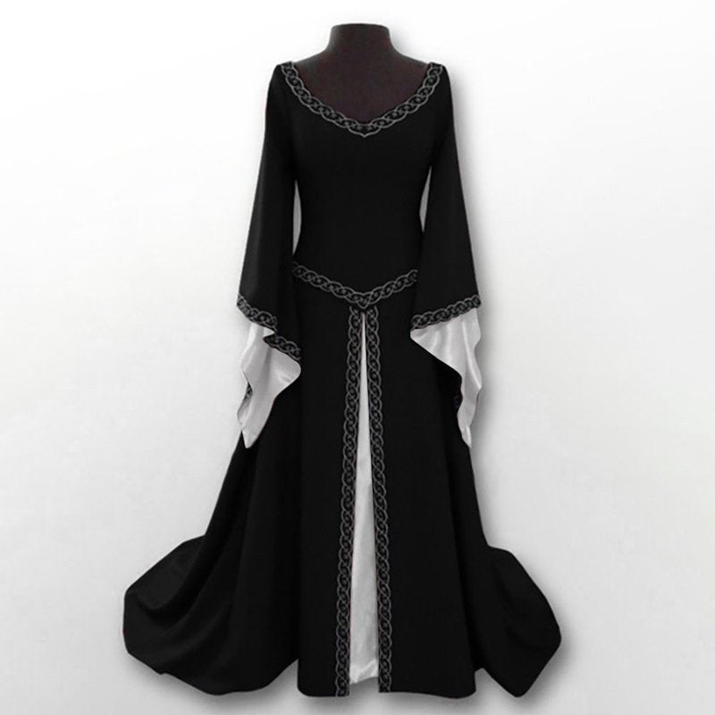 Medieval Renaissance Gown for Women Halloween Costume - Black, Large