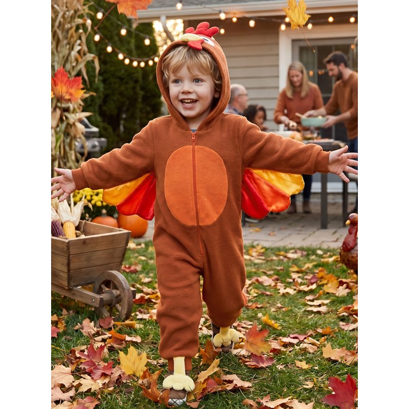 Toddler Baby Girl Boy Thanksgiving Turkey Costume Brown 3-4 Years Halloween Romper