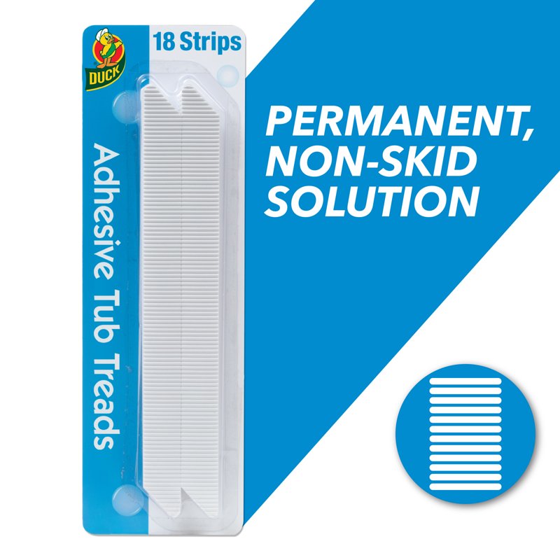 6 Pack Adhesive Bathtub Treads White Non-Slip Strips 8.75" x 0.75" - Duck Brand