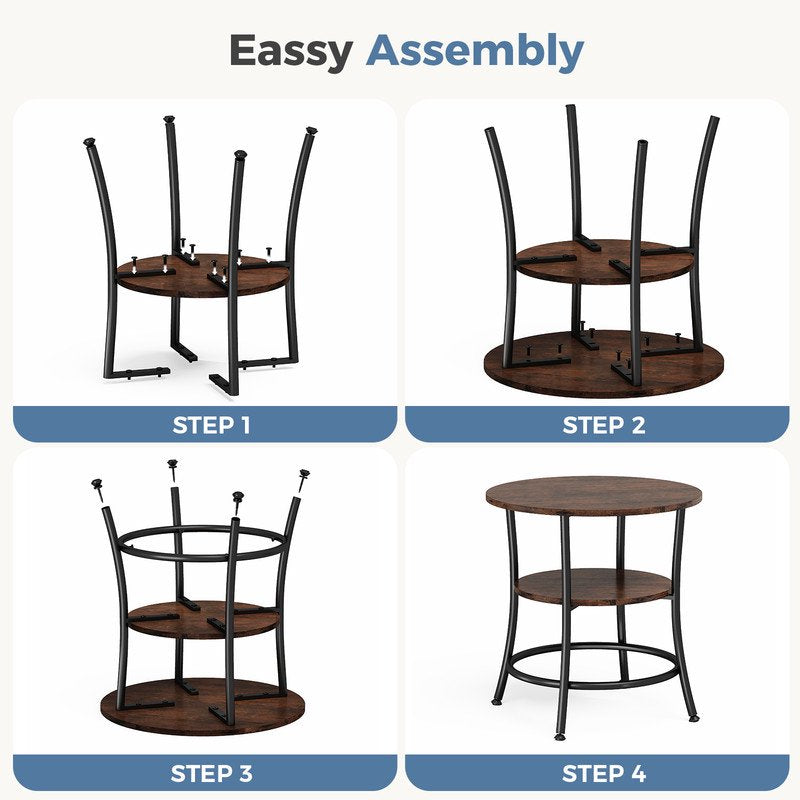 2-Tier Round Side Table - Space-Saving Design for Small Spaces