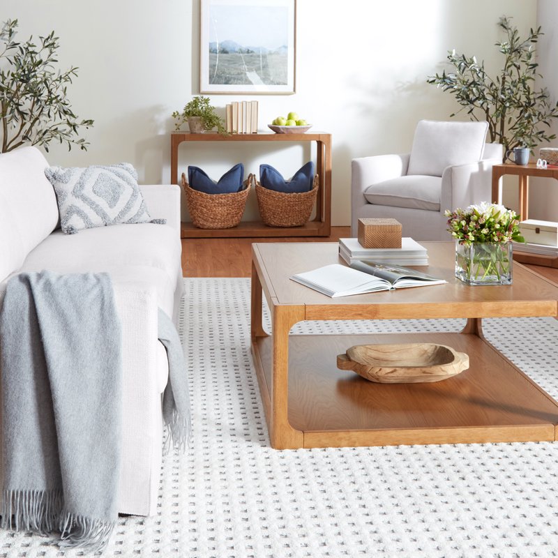 End Table with Open Shelf - Solid Wood, Warm Brown Finish