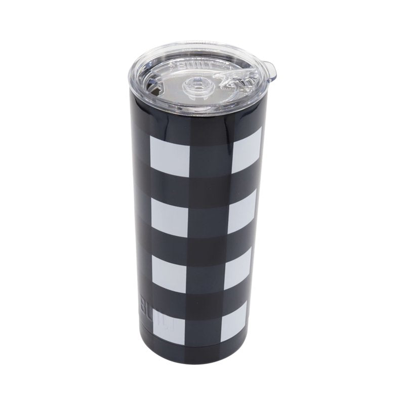 20 oz Double-Wall Stainless Steel Tumbler - White and Black Buffalo Plaid