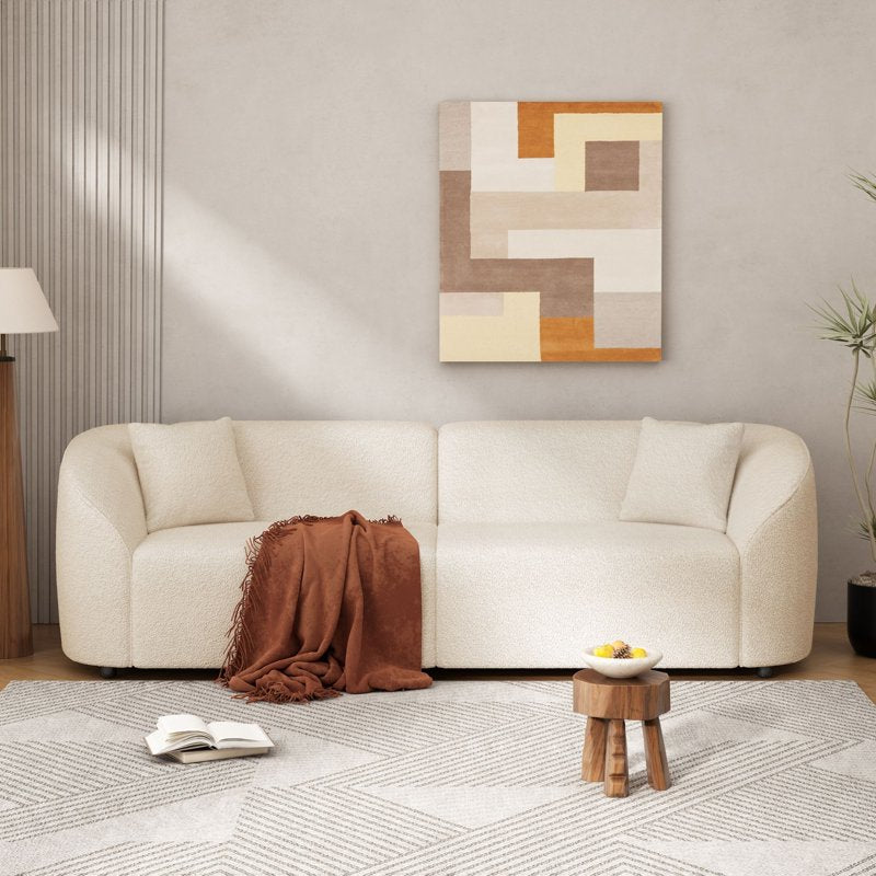 Curved Contemporary Boucle Sofa - 87 Inch, Plush Seating