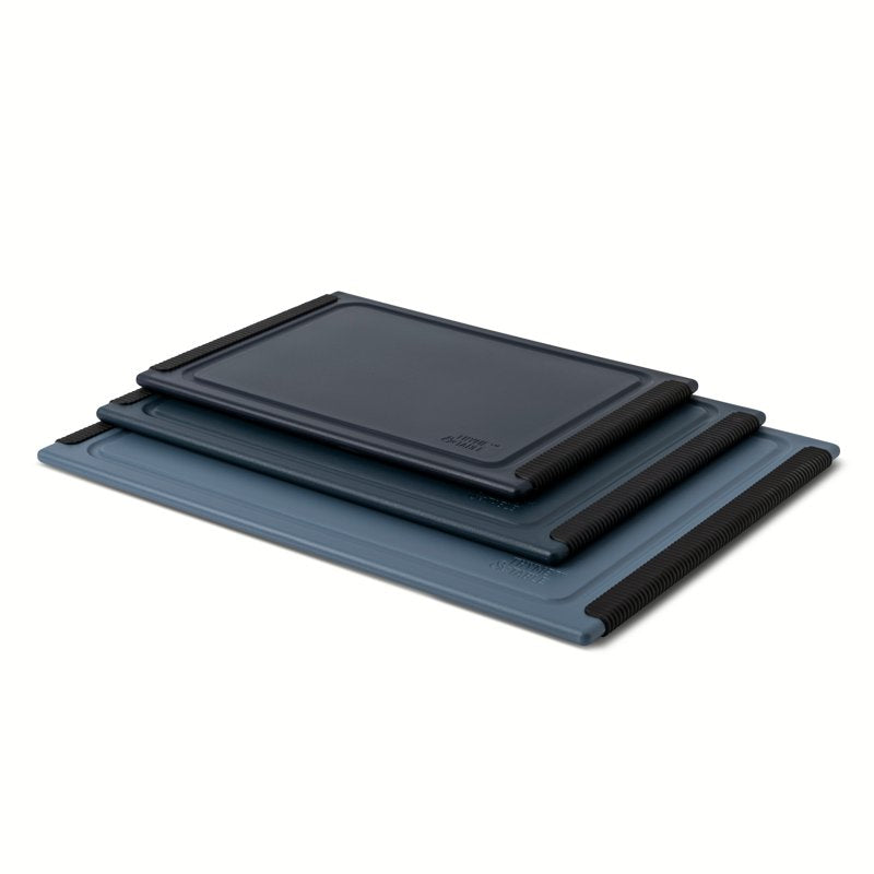 3-Piece Poly Cutting Board Set with Juice Wells - Blue