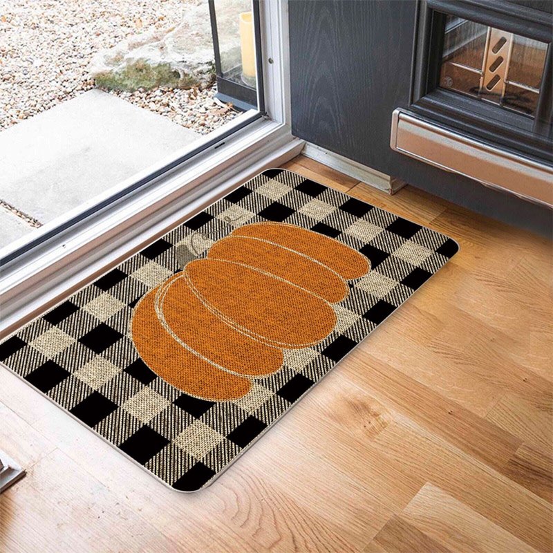 Halloween Pumpkin Door Mat - Spooky Entryway Rug for Indoor Outdoor Welcome