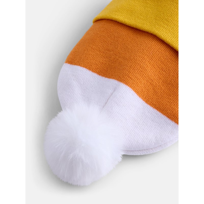 Candy Corn Beanie Hat for Women - Orange, Yellow & White, Warm Winter Accessory