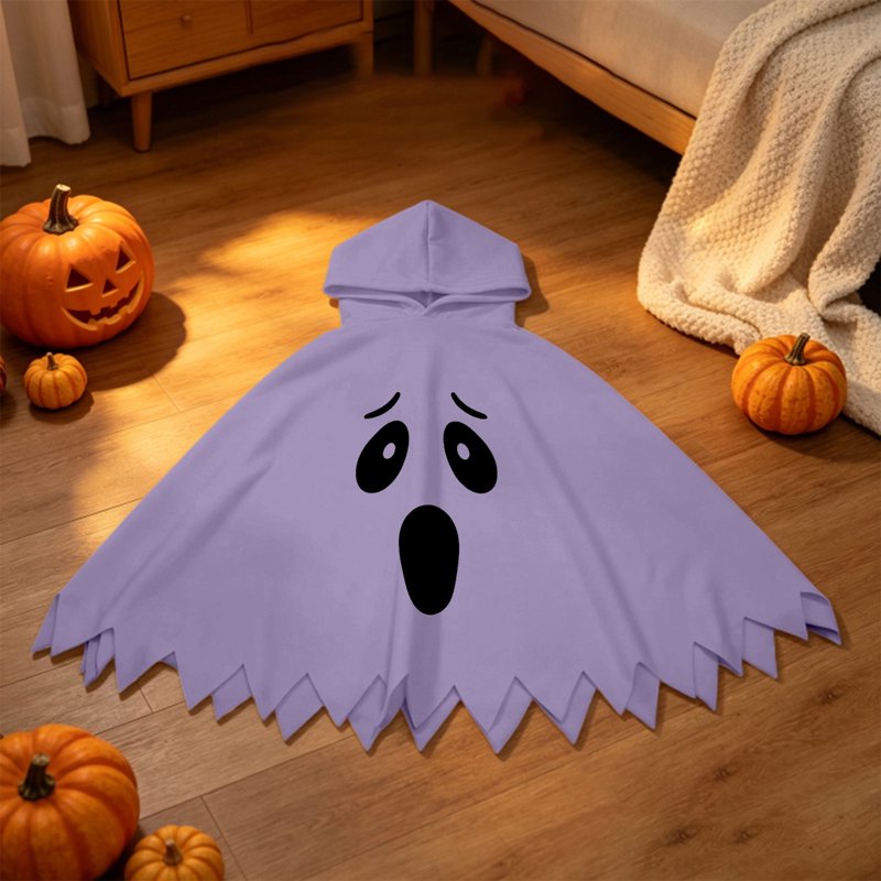 Kids Ghostface Costume Cape for Halloween - Unisex Hooded Dress-Up, 4-6 Years, Purple