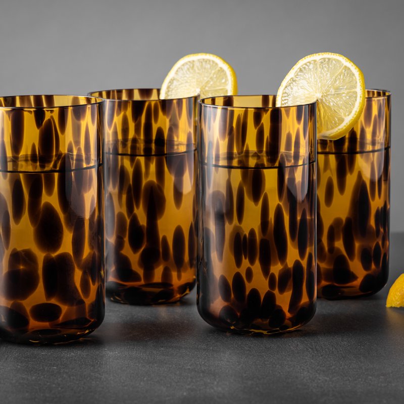 20 oz Tortoise Drinking Glass - 2 Pack - Brown Pattern