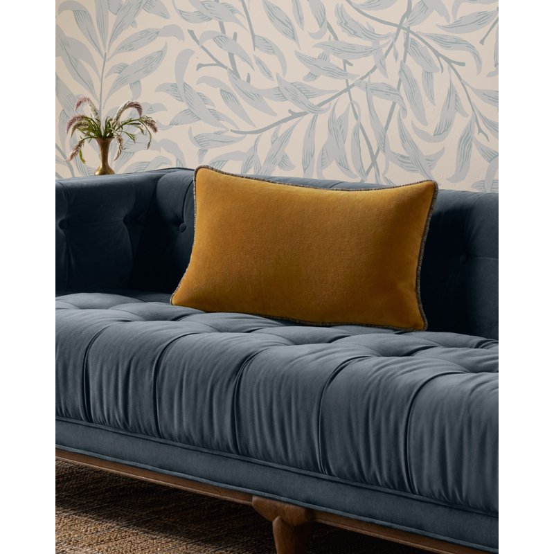 Chris Loves Julia x Loloi Gold Velvet Decorative Pillow 13x21 Inches - Piped Edges