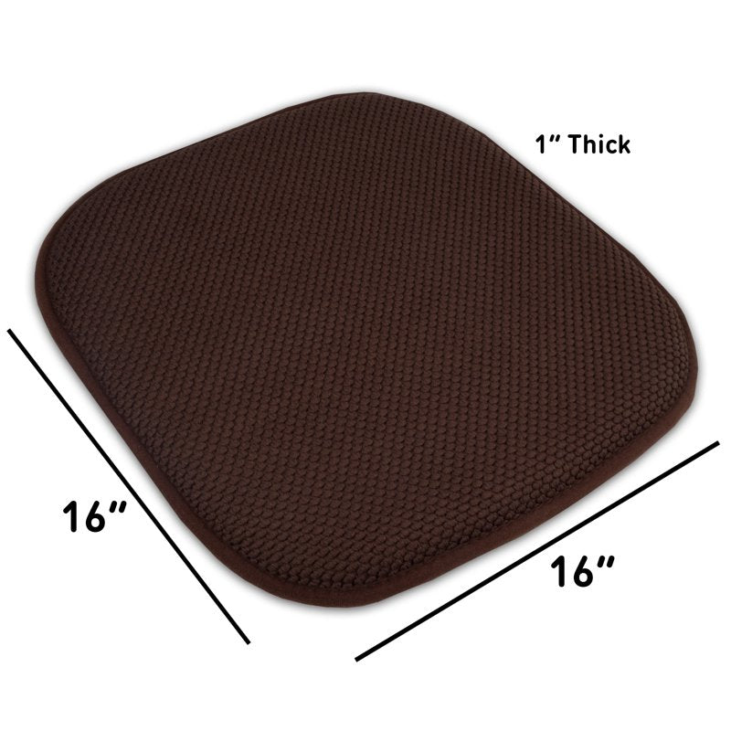 Memory Foam Chair Pad - Non-Slip Back, 16" x 16", 12-Pack - Brown