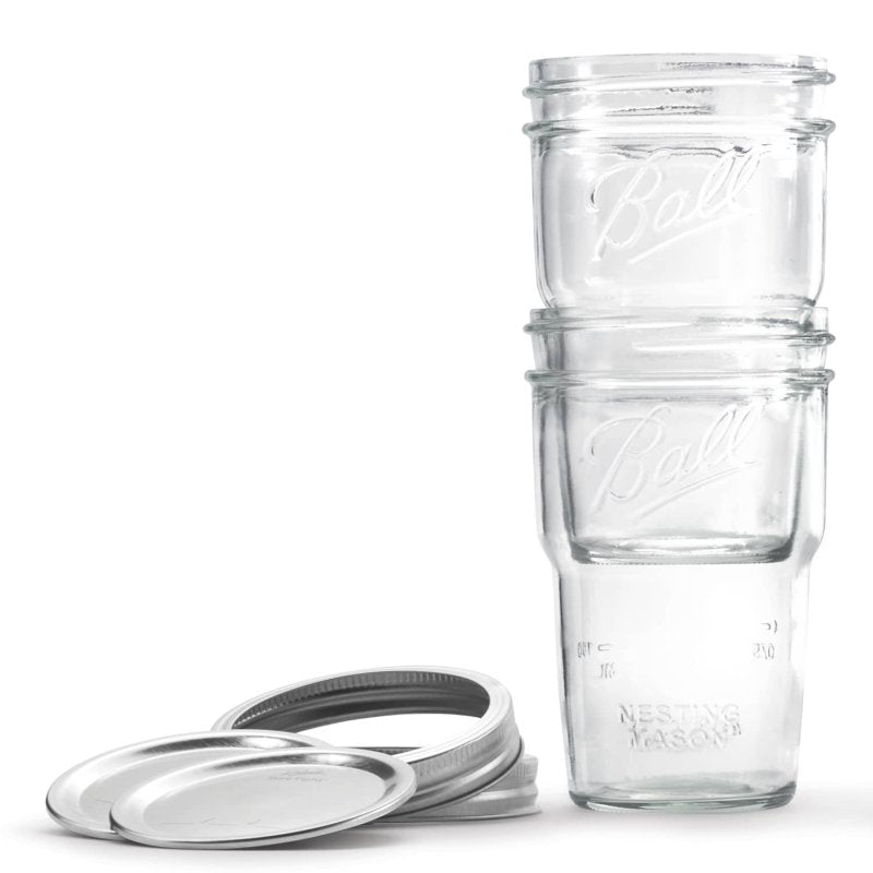 Ball Nesting Mason Jar Set with Lids & Bands - 2 Pack