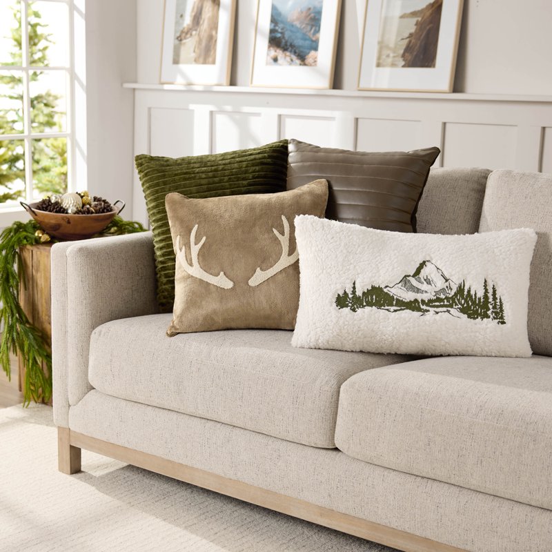 Winter Chalet Mountain Decorative Throw Pillow - 14 x 24 Polyester