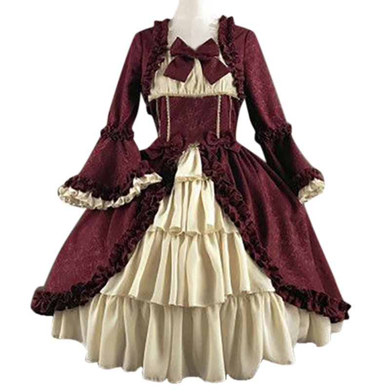 Plus Size Renaissance Gothic Princess Costume Dress - Wine XL