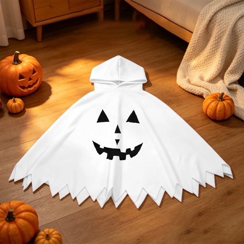 White Ghostface Kids Halloween Costume Cape for 3-4 Years - Fancy Dress