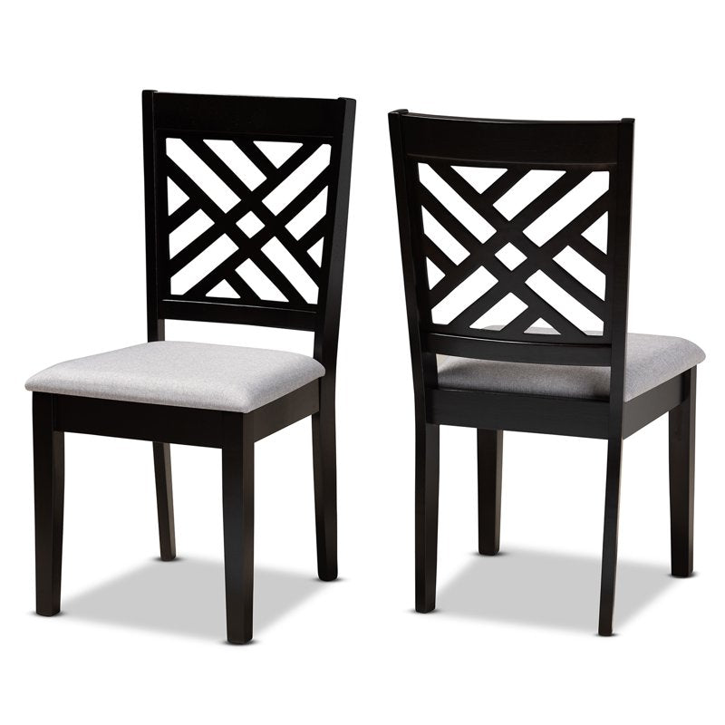 Modern Grey Upholstered Dining Chair Set - Espresso Finish - 2-Piece