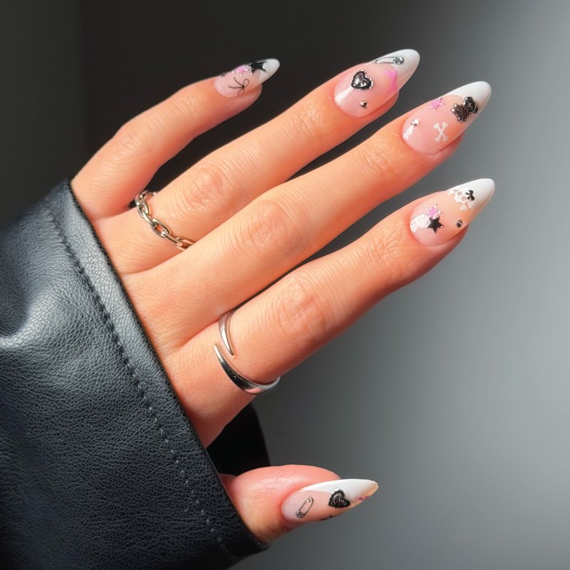 3D Gem Effect Nail Art Stickers - Punky Girl DIY Manicure Decals