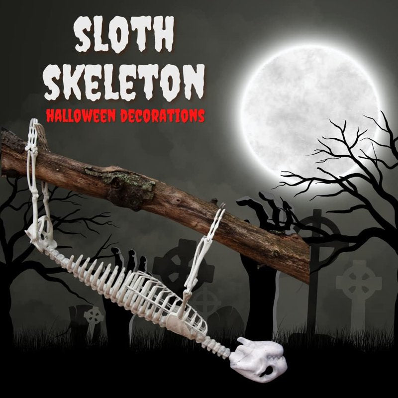 Giant 2 Ft Halloween Sloth Skeleton with Hangable Limbs for Indoor & Outdoor Decor