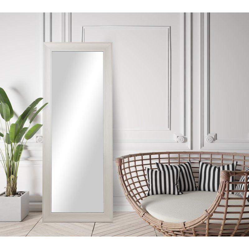 White Floor-Length Full-Size Mirror - Lean or Wall Mount, 27x70 Inches - Single Variation