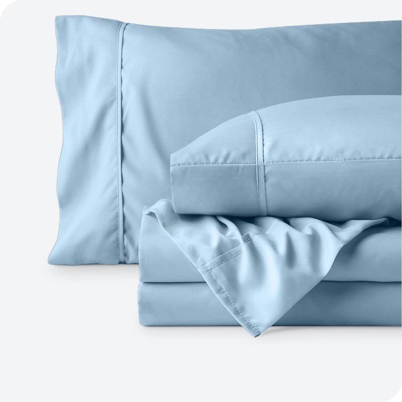 King Light Blue Microfiber Sheet Set - Wrinkle Resistant Deep Pocket Bedding