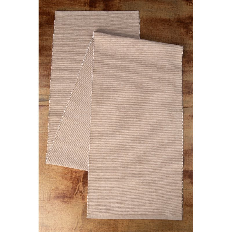 Ribbed Chambray Table Runner - Tan, 13x72 in Cotton Blend