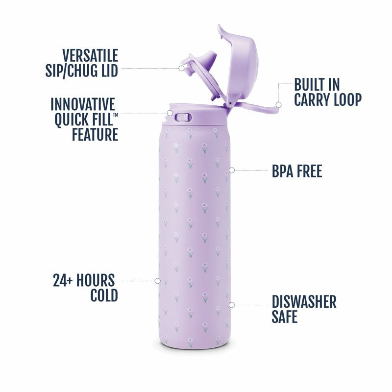 22oz Stainless Steel Water Bottle - Lavender Haze Flip & Fill