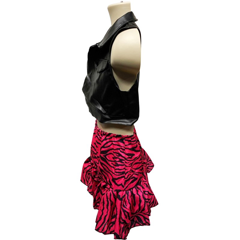 Pink 80s Rocker Costume for Adults - Size M, Includes Vest, Skirt, Leg Warmers & Gloves