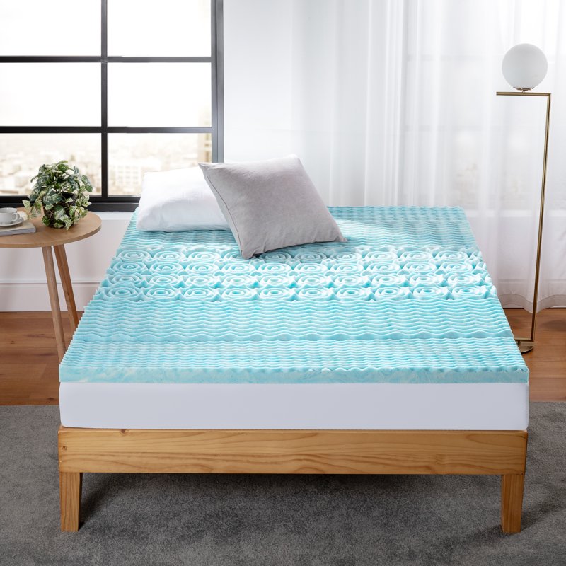 Full 1-Inch Green Tea Gel Memory Foam Mattress Topper - Zoned Support