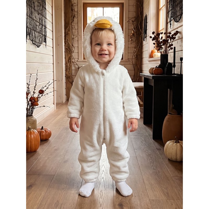 White Duck Toddler Baby Girl & Boy Halloween Costume Jumpsuit - 3-4 Years