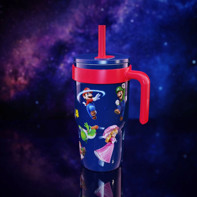 18oz Kids Straw Cruiser Tumbler - Navy Mario, Leakproof Stainless Steel