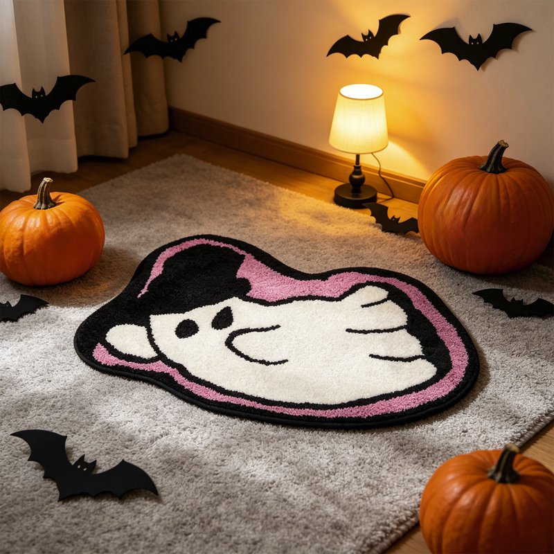 Halloween Ghost Bath Mat - Cute Spooky Welcome Doormat for Bathroom & Entryway - Variation 09 Ghost Bath Mat I