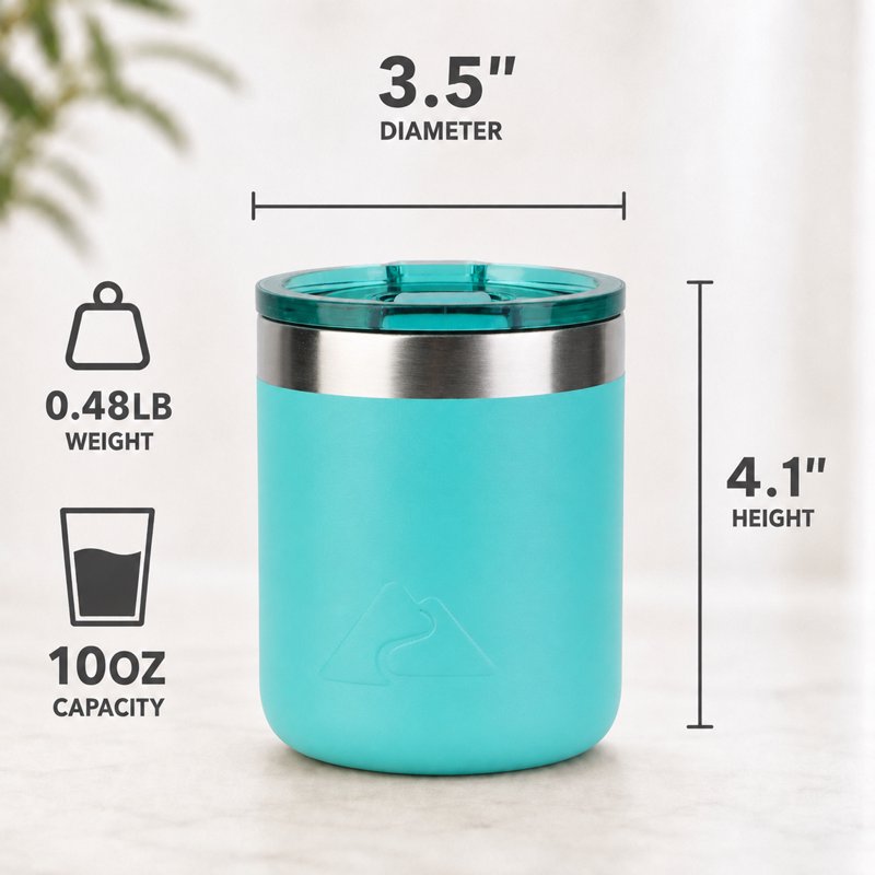 10oz Ceramic Lined Stainless Steel Lowball Tumbler - Teal