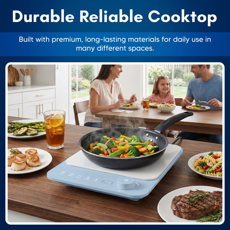 Digital Induction Cooktop - 1500W Slim Portable Electric Burner