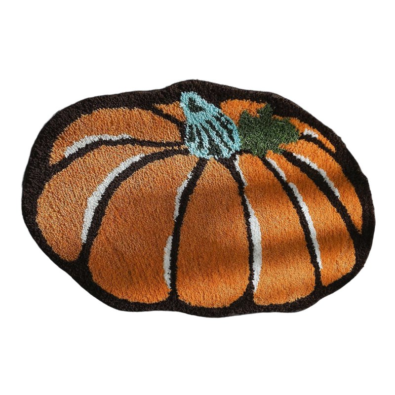 Orange Pumpkin Fall Doormat with Non-Slip Backing - Halloween Thanksgiving Entryway Rug - Washable 15.75x23.62in