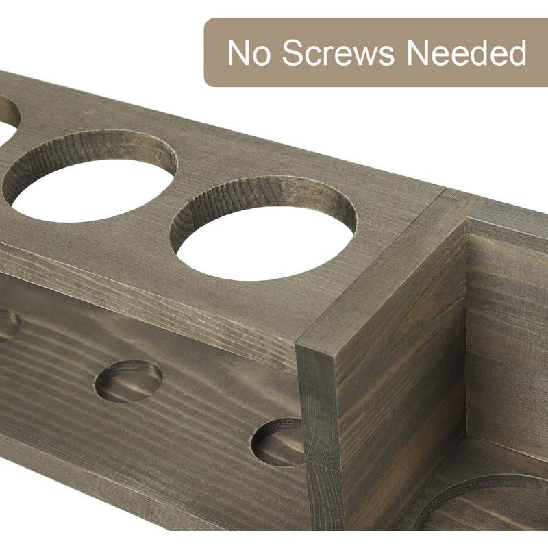 Rustic Wood Countertop Wine Rack for 4 Bottles - No Assembly Required