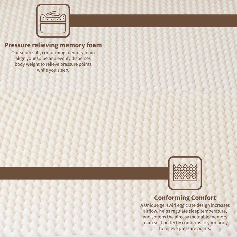 Full 2-Inch Copper-Infused Convoluted Memory Foam Mattress Topper - Cooling & Pressure Relief
