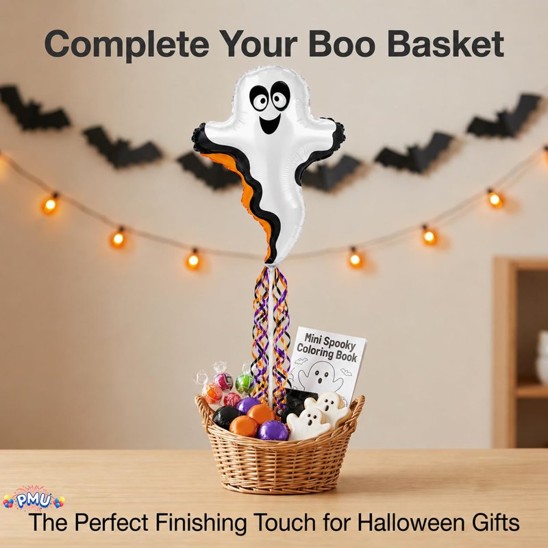 Halloween Glow Ghost Balloon - Pre-Inflated 12 Inch Mini Shape, Spooky Party Decor, Pkg of 1