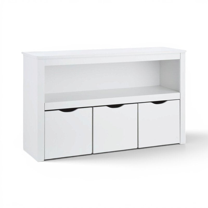 Kids Toy Storage Cabinet with 3 Rolling Bins - White