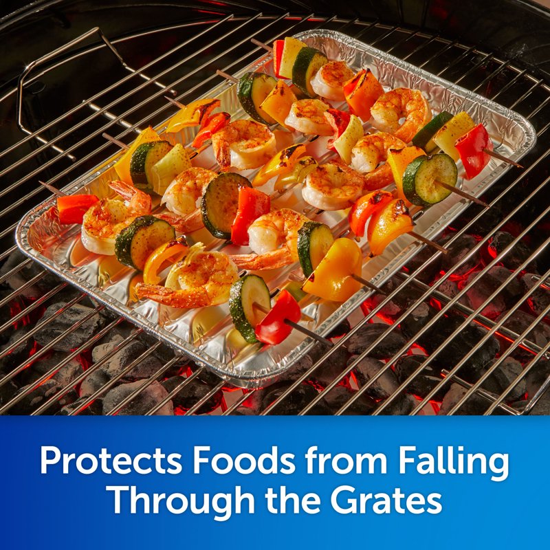Disposable Grilling Pan - Slotted Aluminum, 4 Count, 13.5 x 9.6 in.