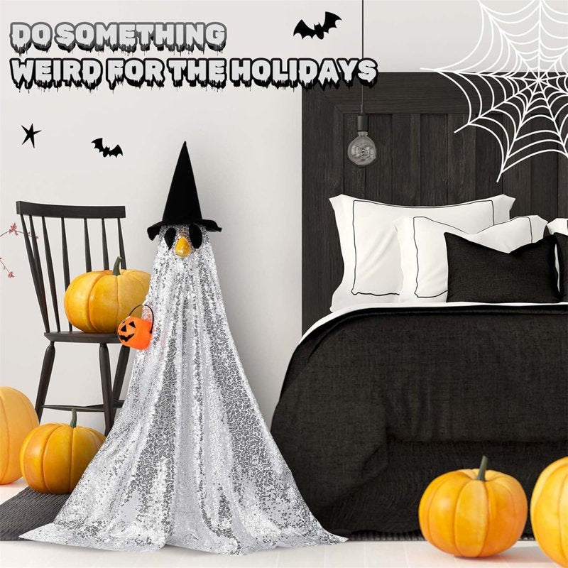 Halloween Disco Goose Outfit with Pumpkin Pouch for 23-Inch Cement & Plastic Lawn Geese - Variation P