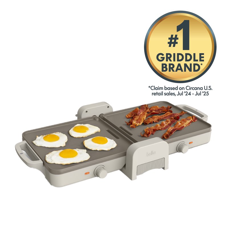 10" x 20" Ceramic Fold-n-Store Dual Temp Griddle - Oatmilk