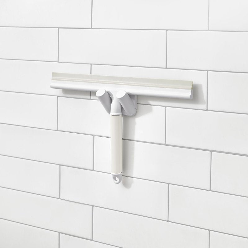Adhesive Shower Squeegee with Hook – Bathroom Glass & Tile Cleaner