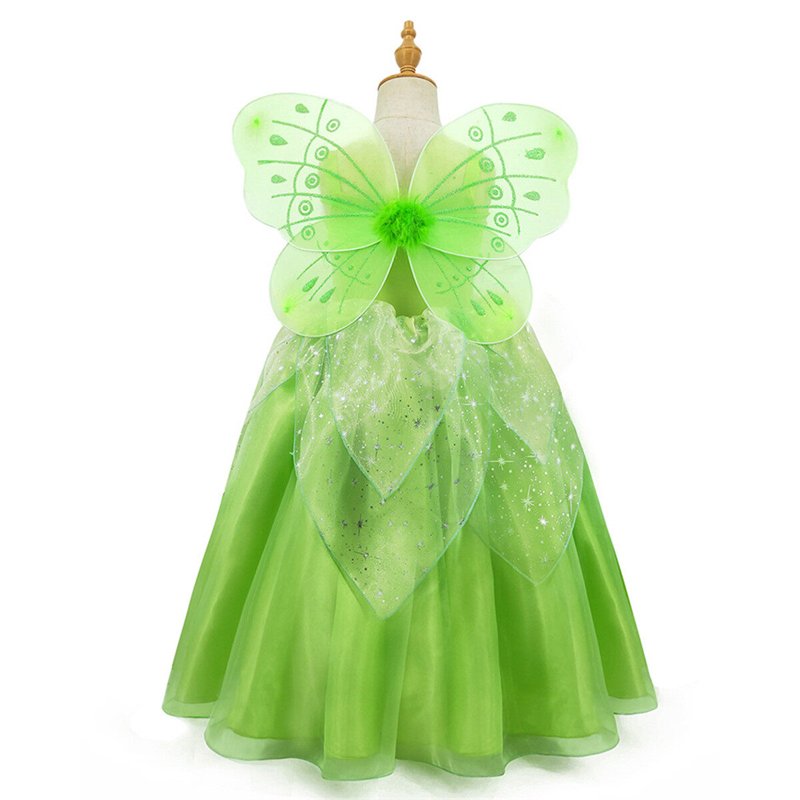 Princess Dress with Wings for Girls 3T-4T Green Fairy Costume Party Fancy Christmas Halloween