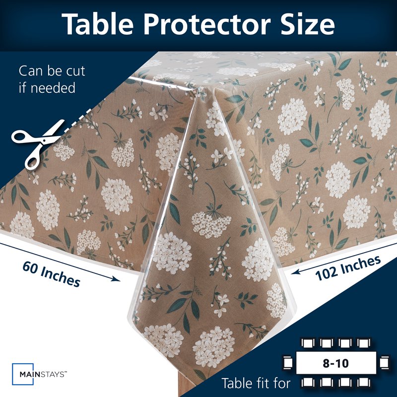 Clear Table Protector - PEVA, Indoor & Outdoor, 60 in x 102 in