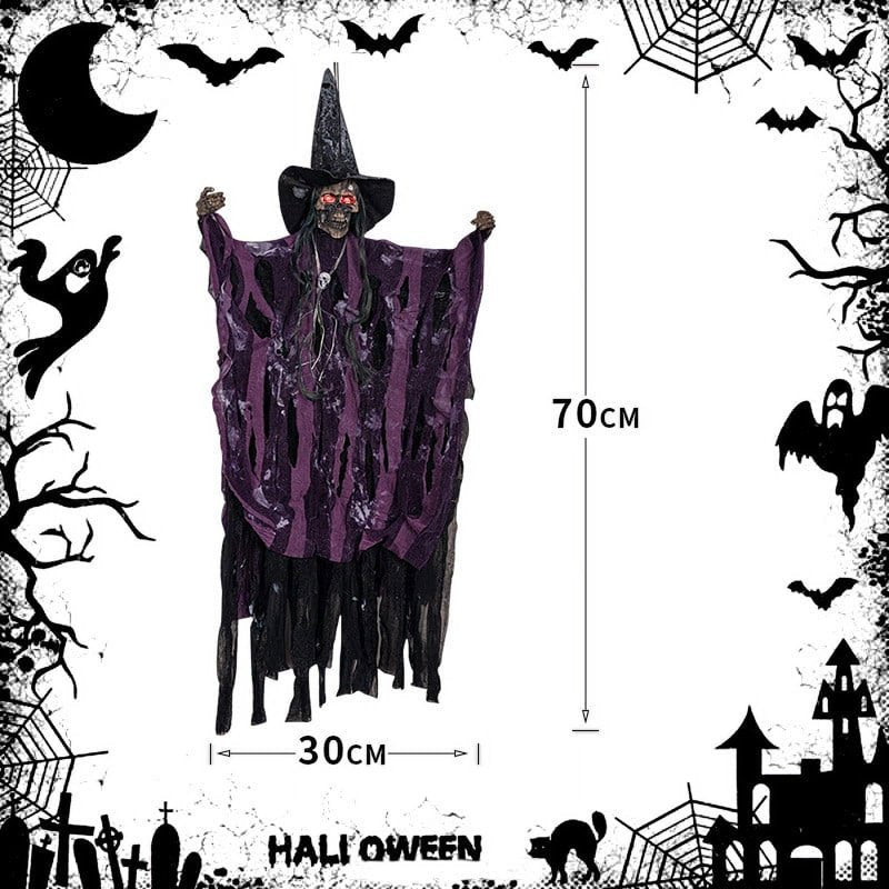 Wadada Halloween Animated Hanging Witch Decor - Purple, Sound Activated, 27.5 Inch