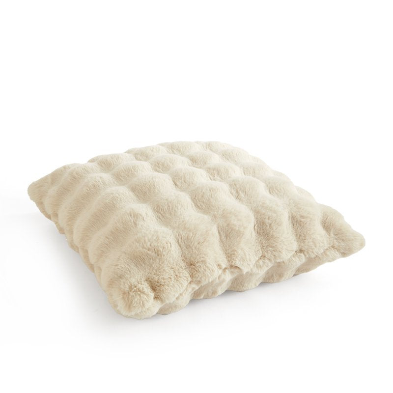 Better Homes & Gardens Bubble Fur Throw Pillow 22x22 in Papyrus Beige - Decorative Cushion