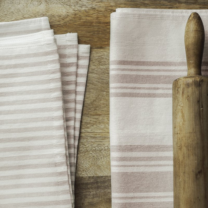 Culinary Kitchen Towels - 2 Pack, Oversized Cotton, Old Rose/White
