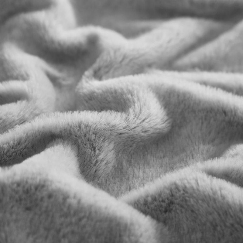 Twin Grey Faux Rabbit Fur Duvet Set with Pillow Shams - Dearfoams