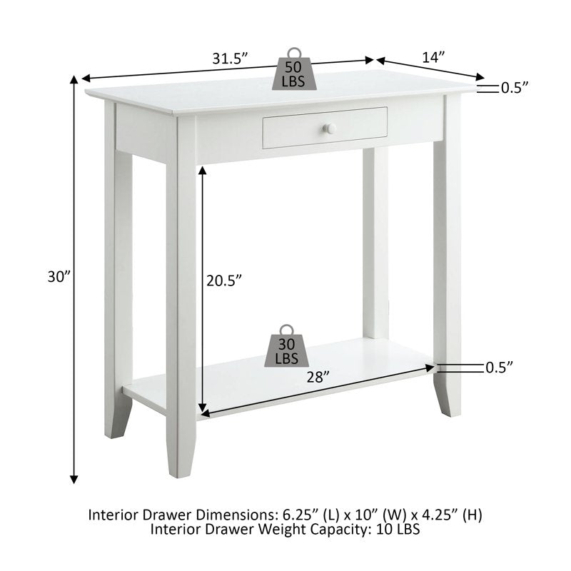 American Heritage Hall Table with Drawer - Black